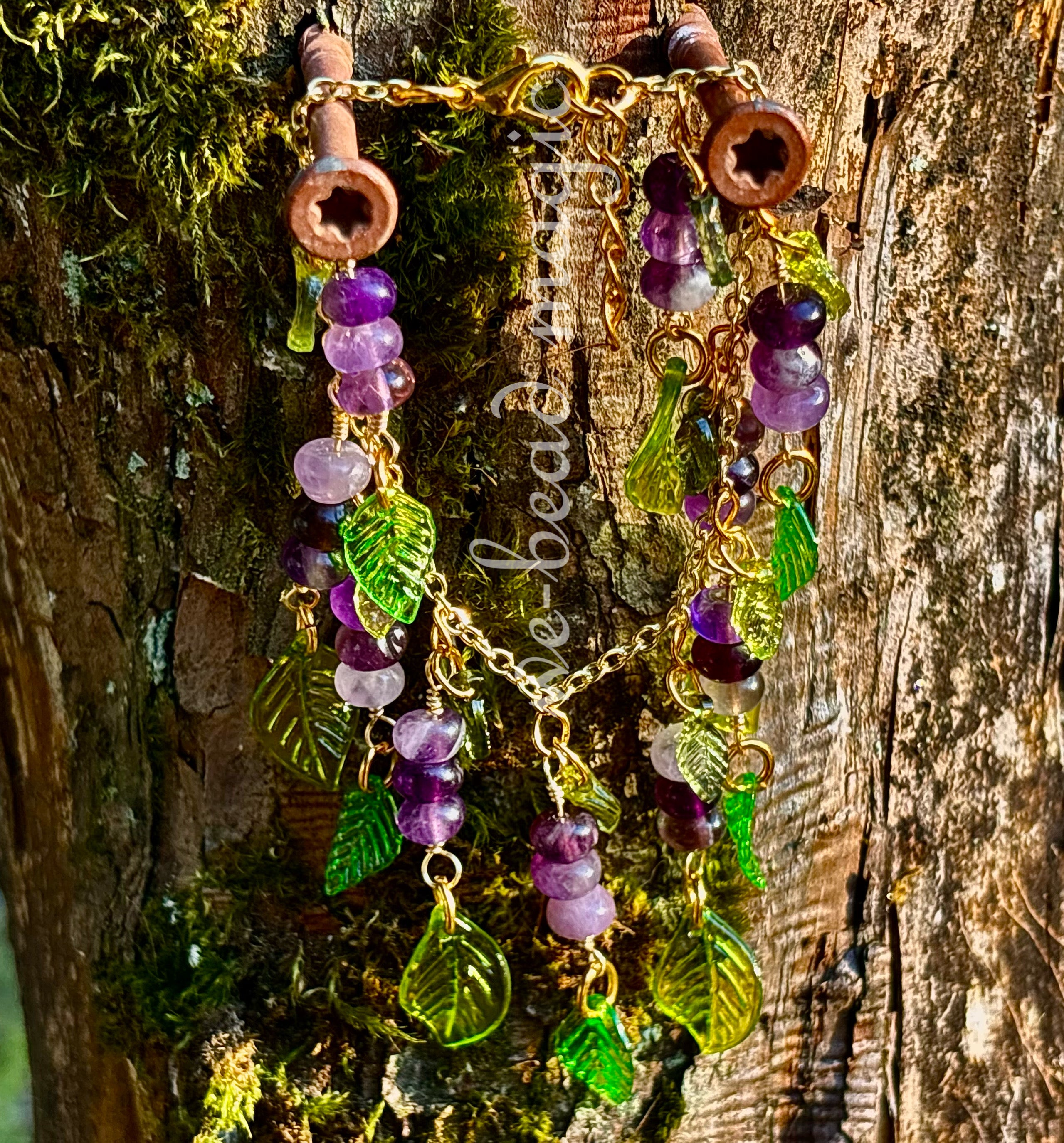 Amethyst grape charm bracelet