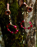Fuchsia Jade hoop earrings