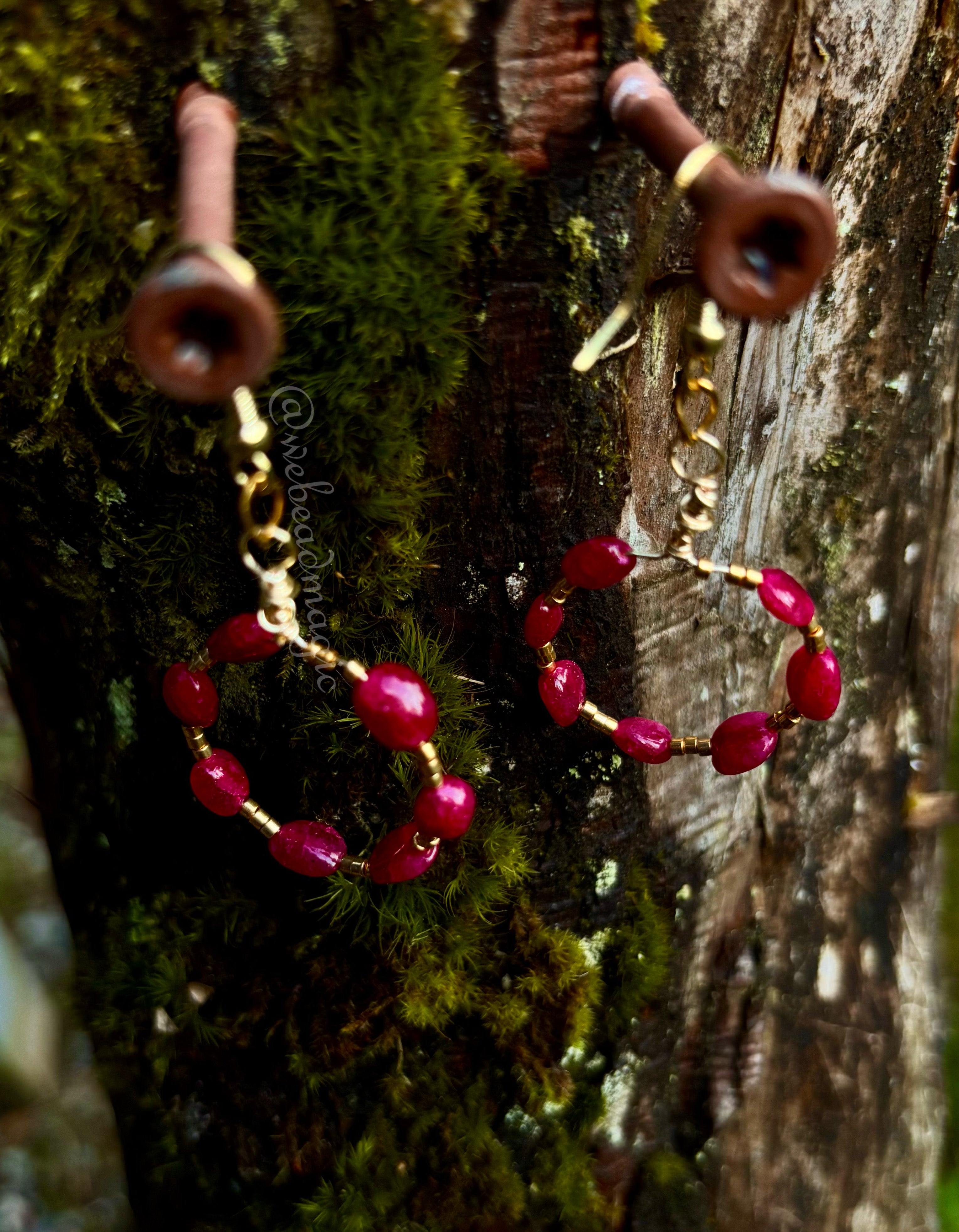 Fuchsia Jade hoop earrings