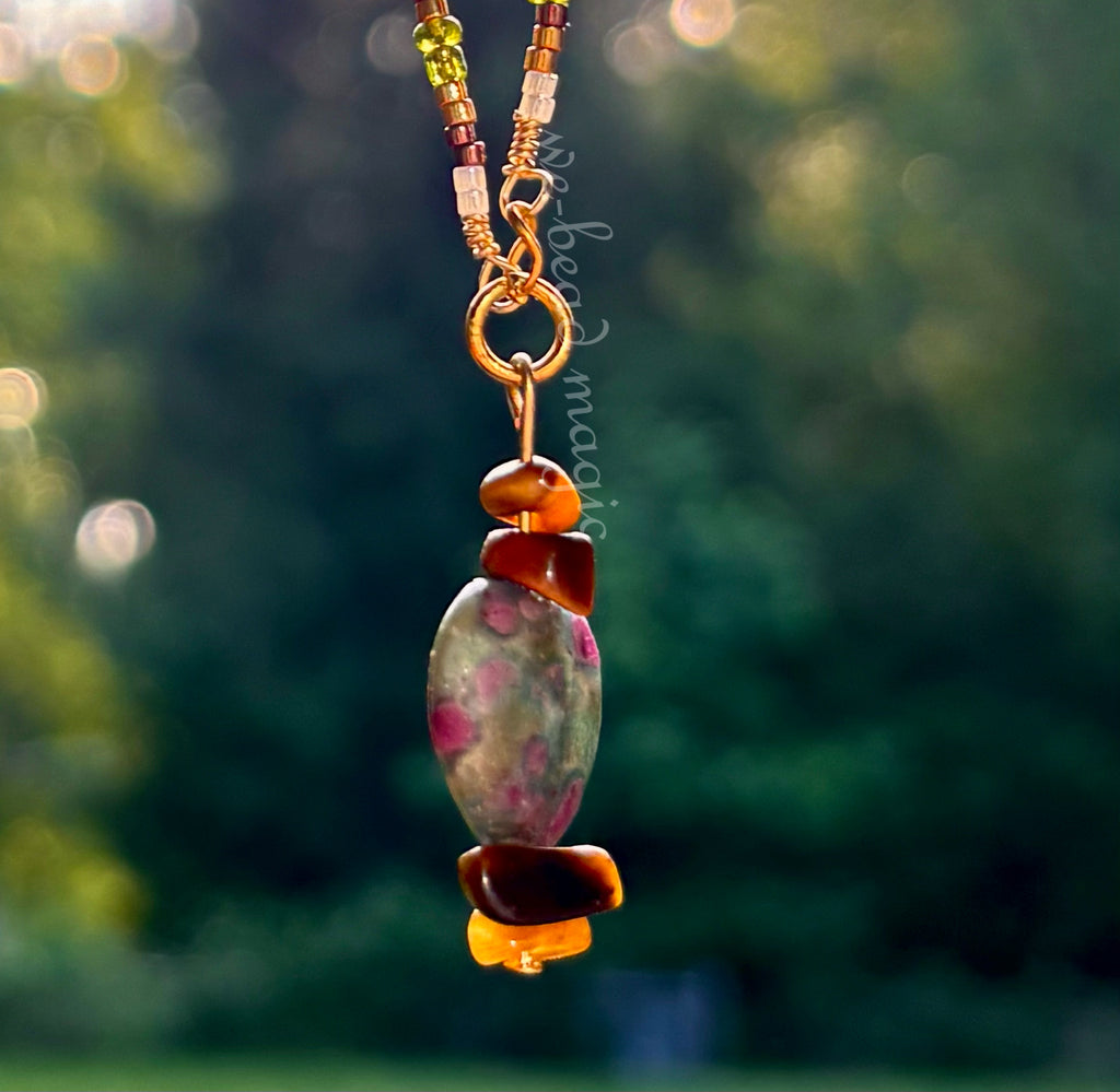 Zoisite and Tigers eye necklace