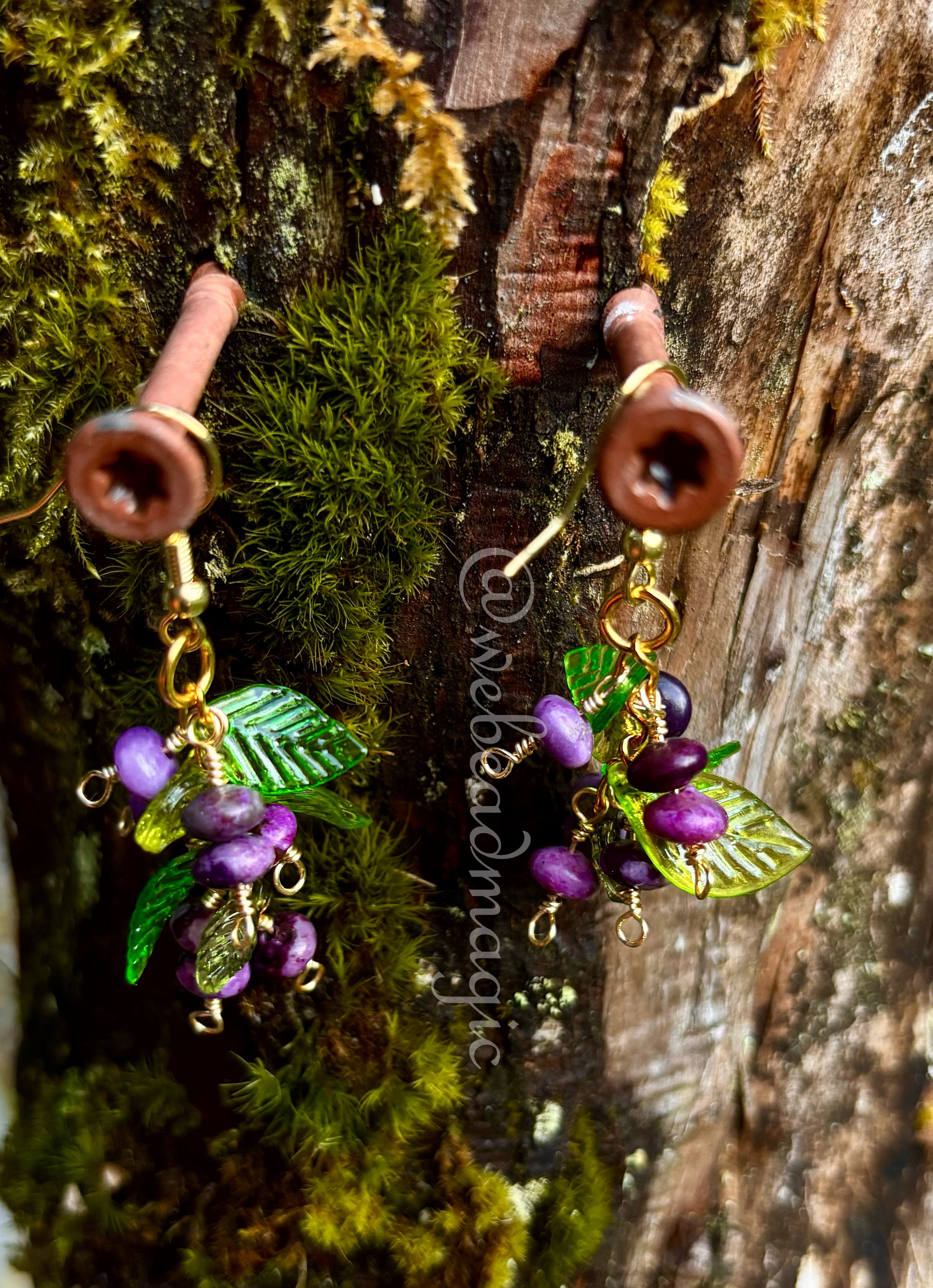 Charoite grape earrings